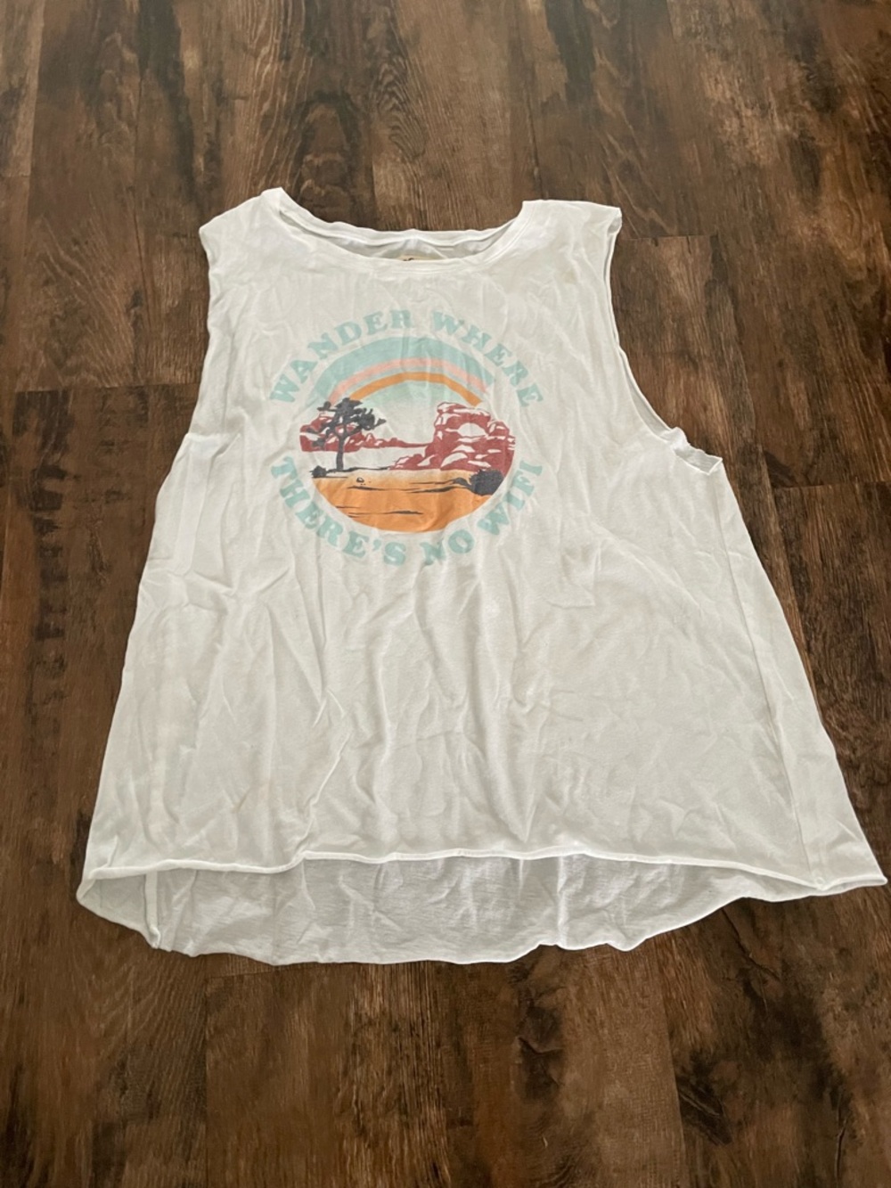 White Graphic Muscle Tank Top